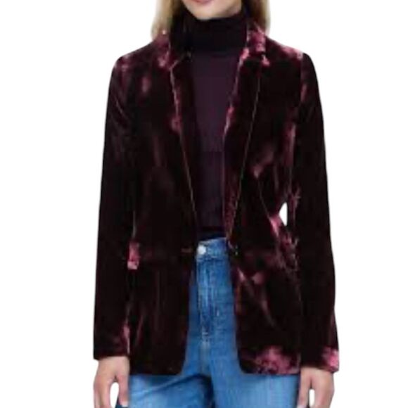 Banana Republic Burgundy Velvet Blazer New Size 2 Long - Picture 1 of 8